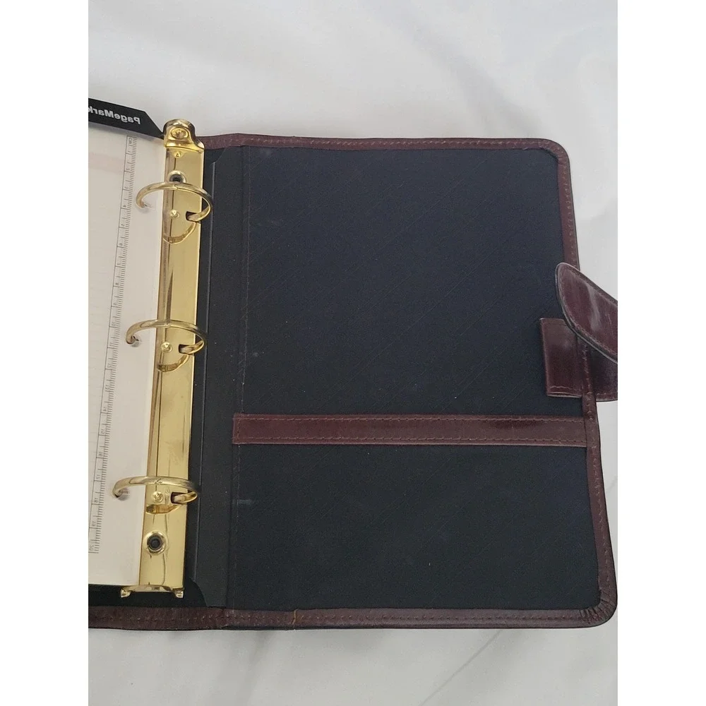 Scully Genuine Leather 3 Ring Planner Binder Mahogany Brown Organizer Snap Close